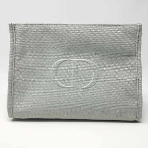Dior Other - Dior Beauty VIP Grey Canvas Large Make Up Case Beauty Bag Pouch Snap Closure New